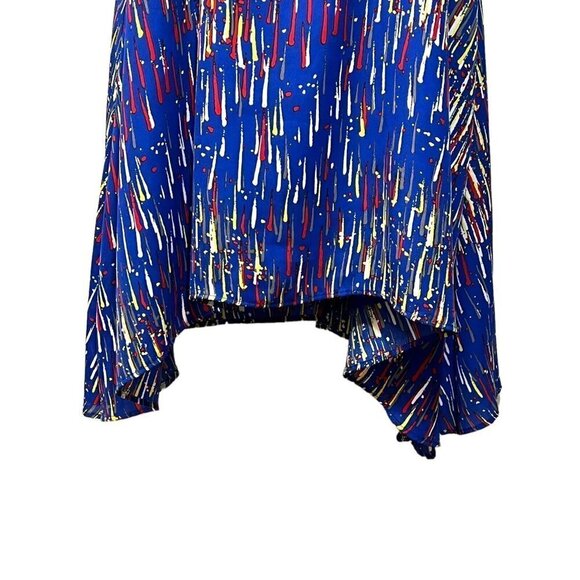 Sincerely Mary Sharkbite Hem Sleeveless A-Line Dress Blue Paint Splash Size M/L - Picture 5 of 12